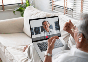 Telehealth consultation laptop